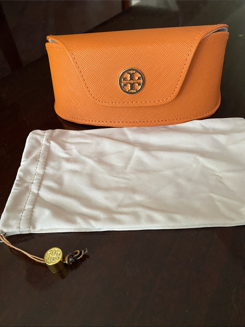 NWT! TORY Burch Sunglass Eyeglass Large Case Orange Gold Logo w/ Dustbag